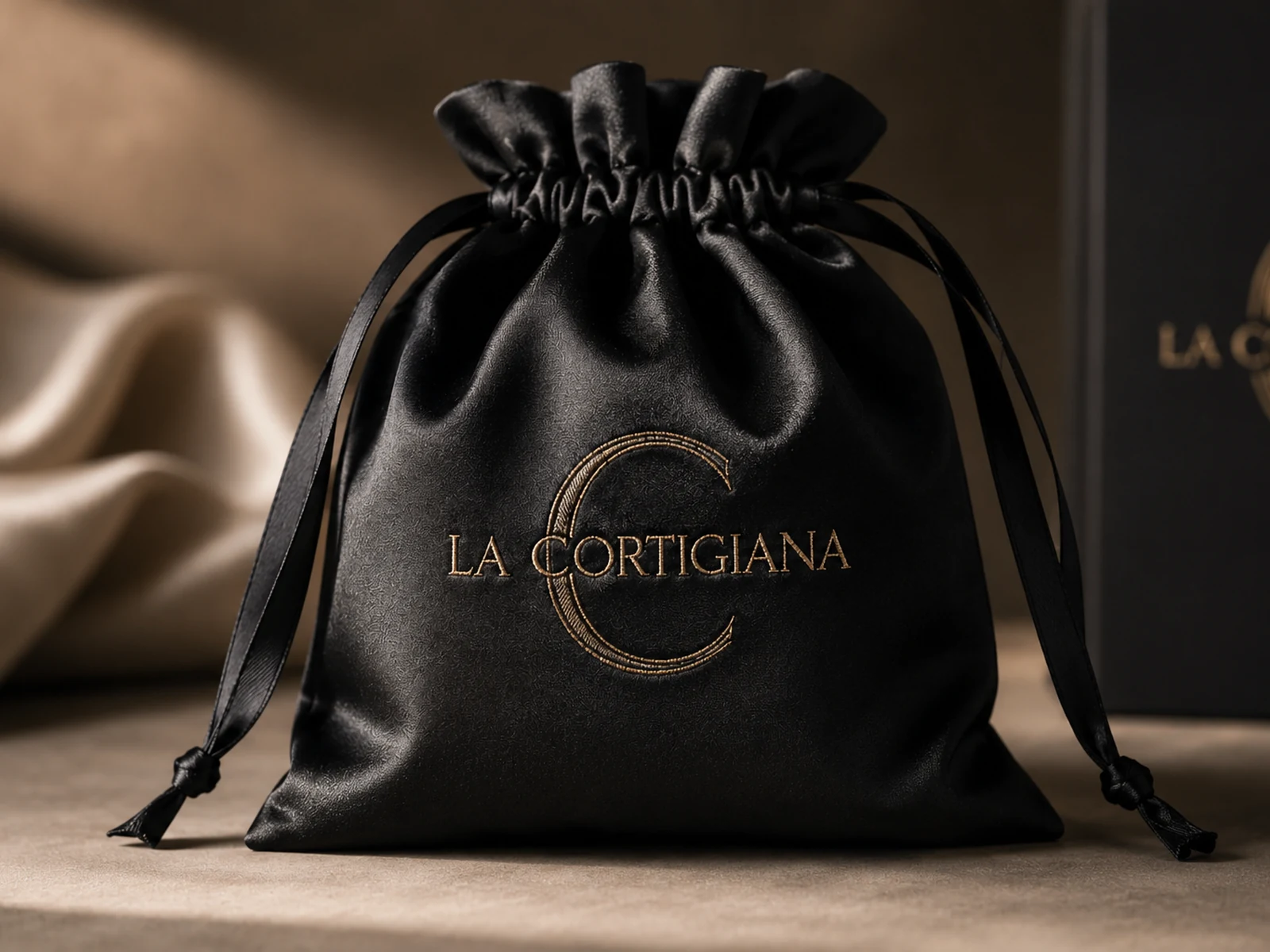 Branded textile pouches for hospitality guest experiences
